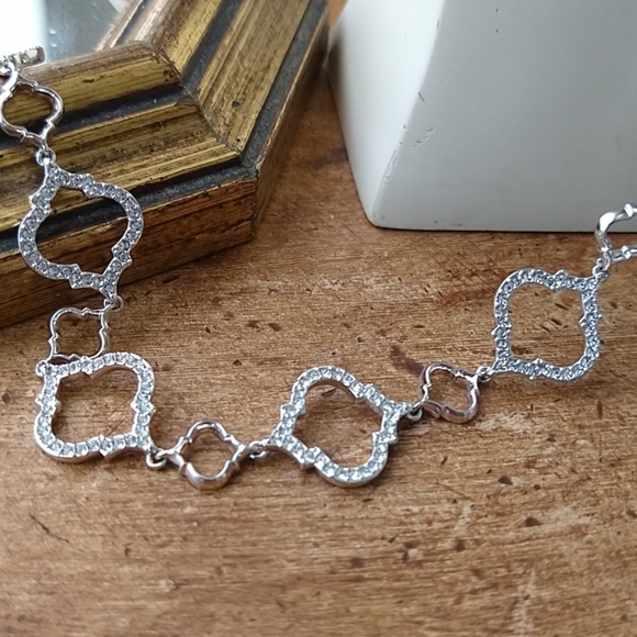 Nadri White Rhodium Alhambra Necklace - Picture 2 of 10